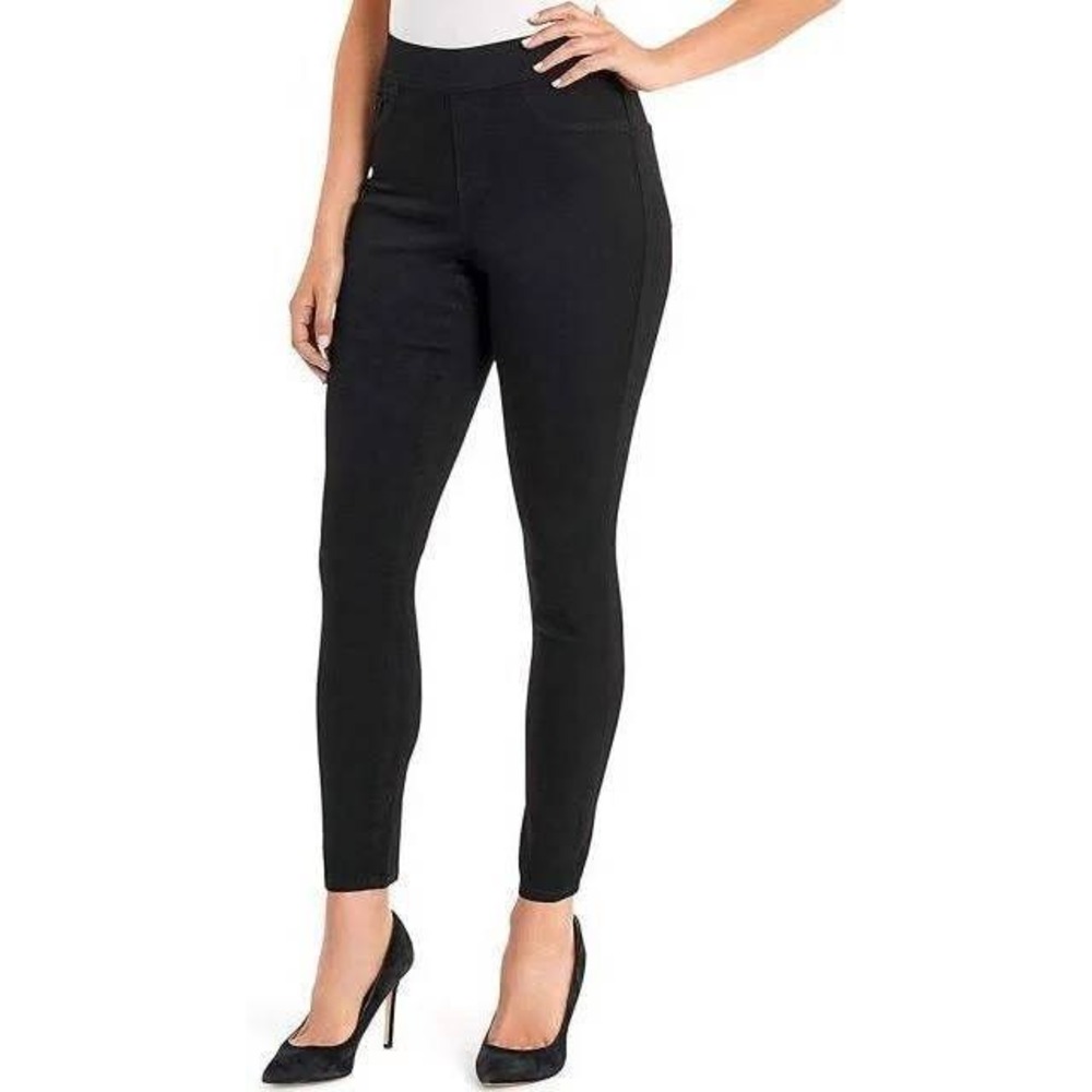 Plus Size Black Denim Pull-on Skinny Pants Women 14 Stretch Work Casual Comfort
